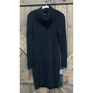Karen‎ Millen Knit Turtleneck Sweater Dress Black High Neck  Women's Size 3